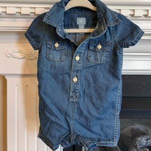 Baby Gap denim button up romper.